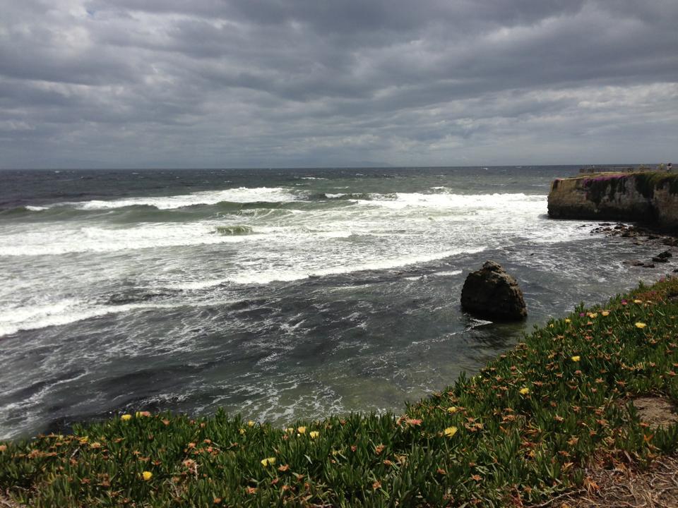 water line by cliff side