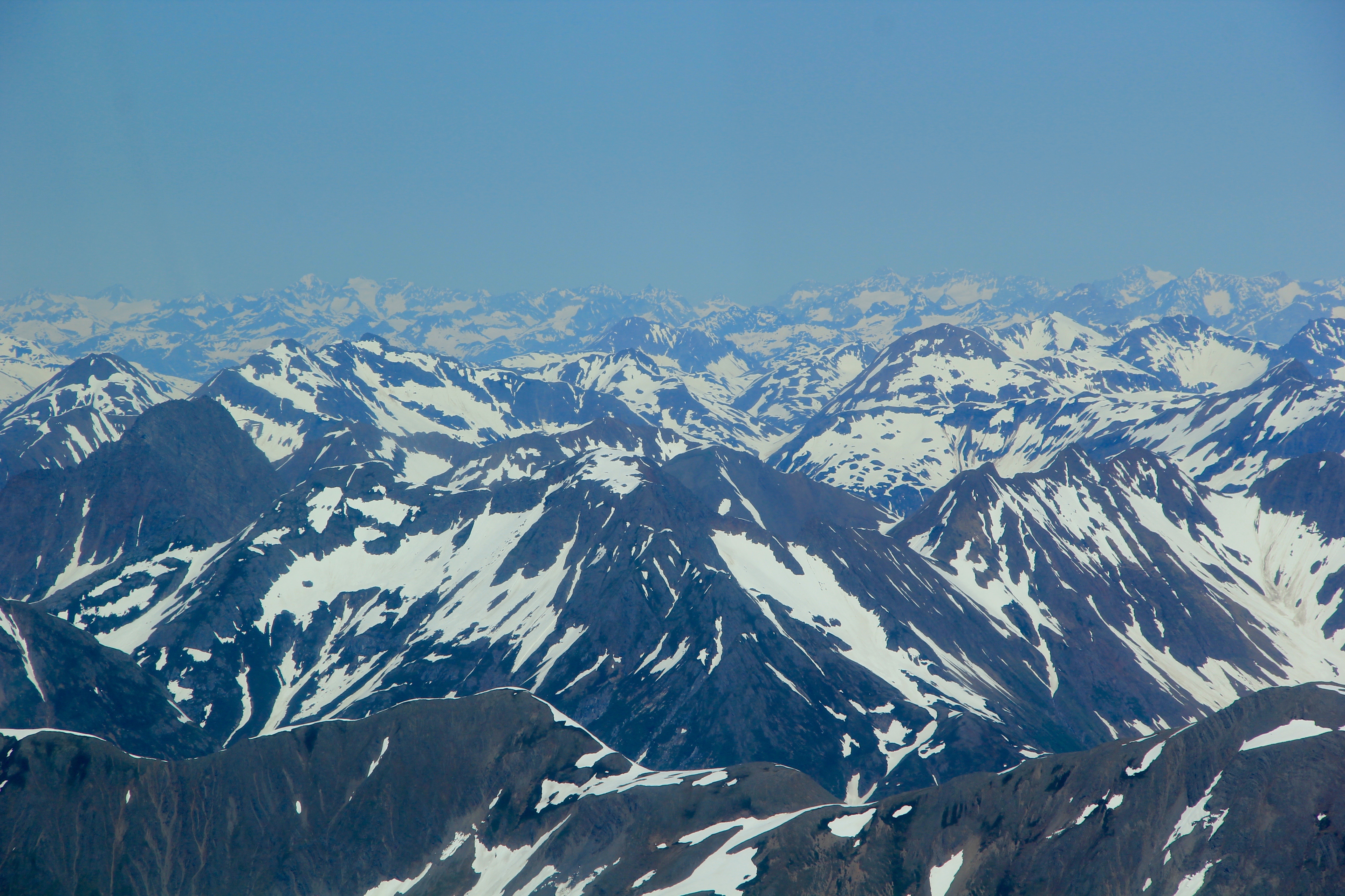 Mountain peaks viewed from plane