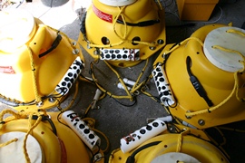 yellow buoys in a circle